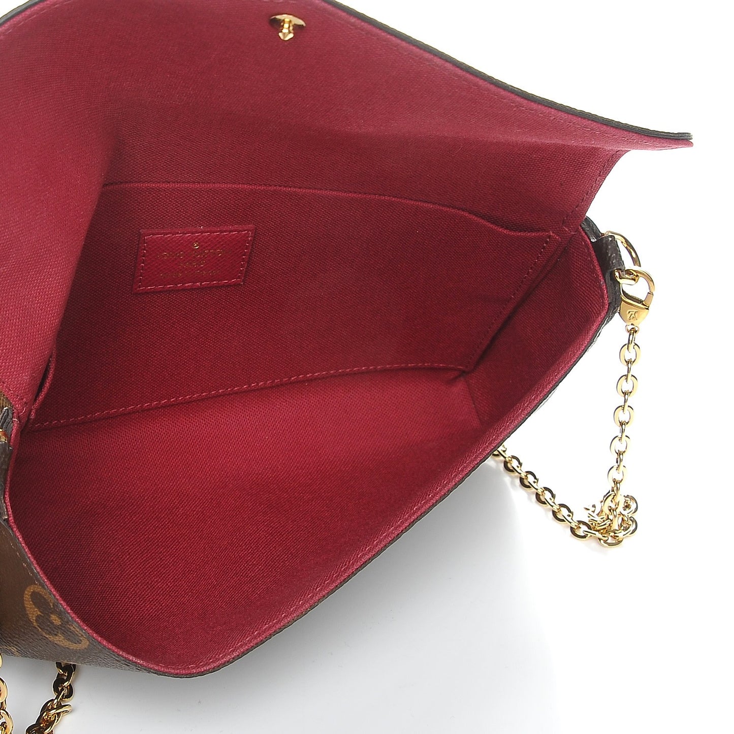 Monogram Pochette Felicie Chain Wallet Fuchsia