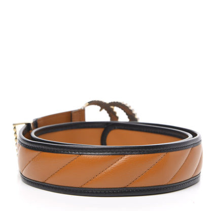 Gucci Azalea Calfskin Matelasse Diagonal Torchon Double G 40mm Belt 85 34 Cognac Black 2 of 4