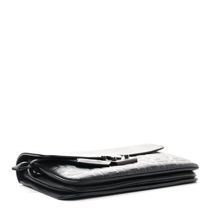 Fendi Vitello Century Grace FF Embossed Top Handle Clutch Black 4 of 10