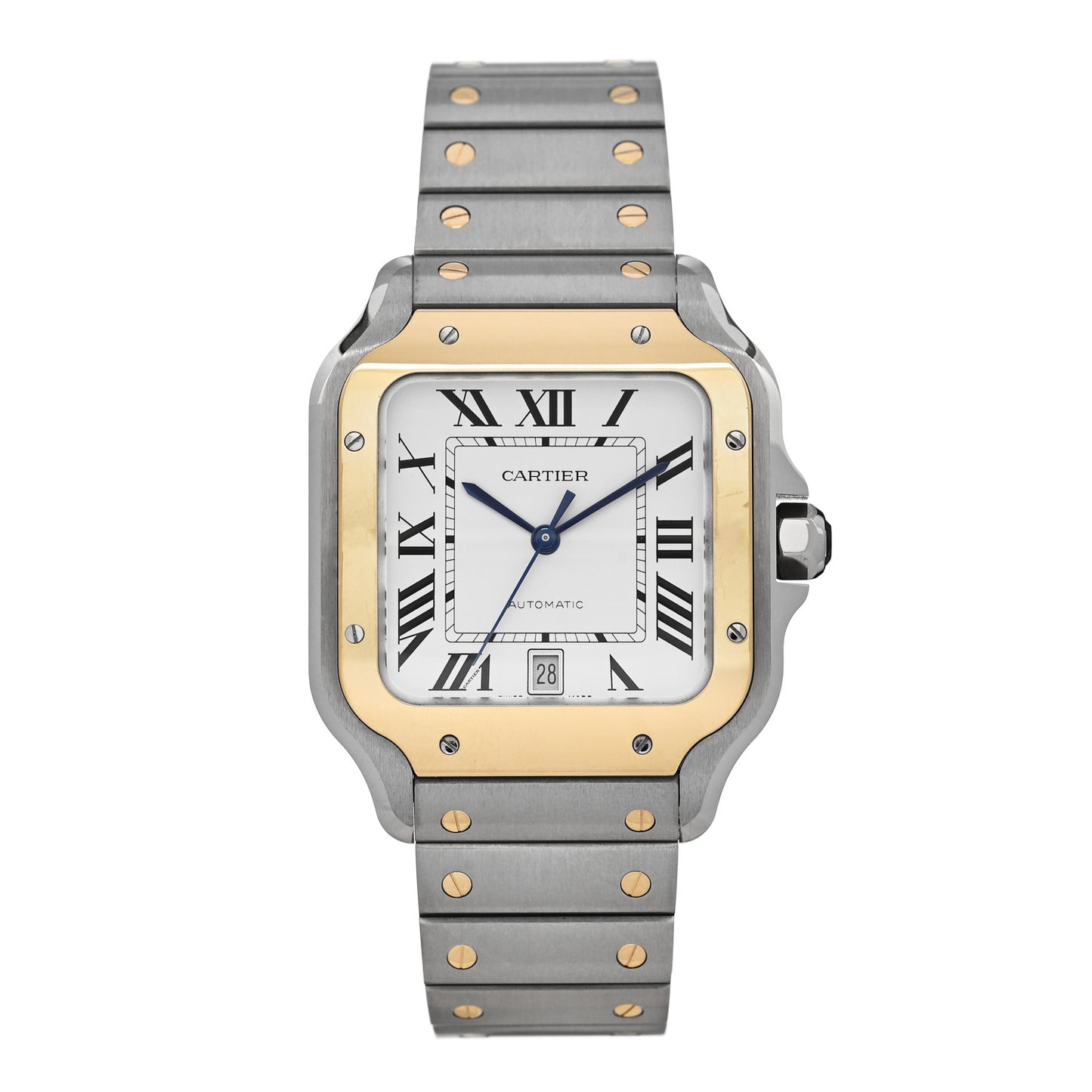 Stainless Steel 18K Yellow Gold 39.8mm Santos De Cartier Automatic Watch