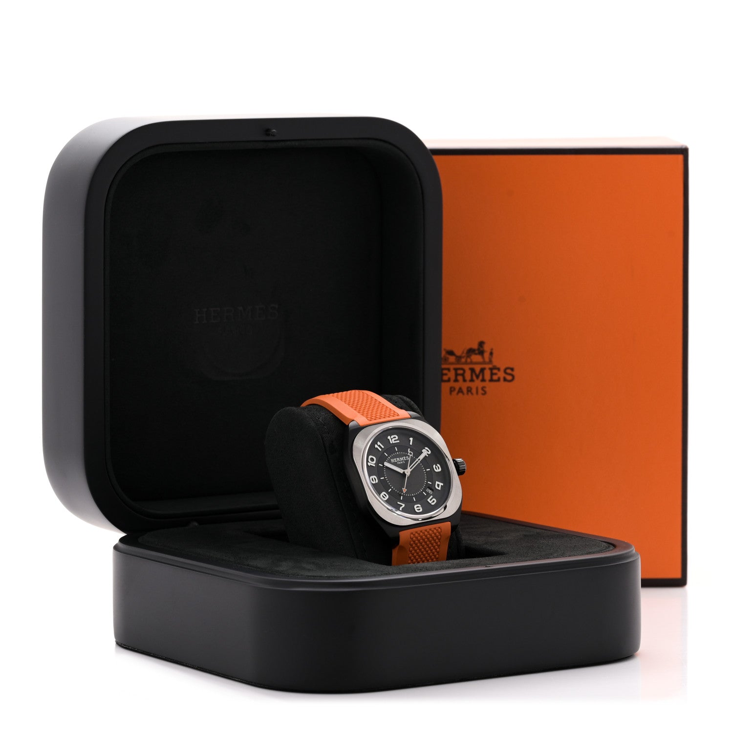 Hermes DLC Coated Titanium Rubber 39mm H08 Automatic Watch Orange 5 of 5