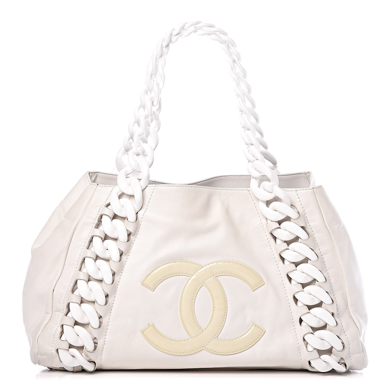 Chanel Calfskin Modern Chain Rhodoid East West Tote White 1 of 13