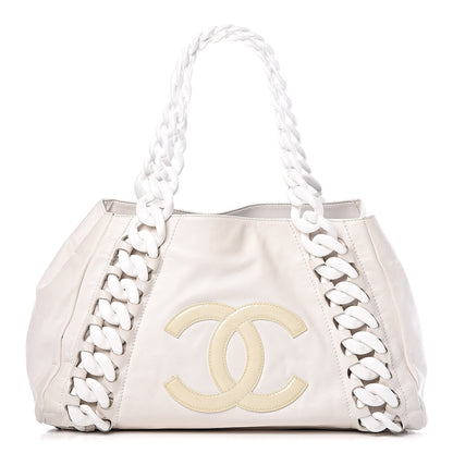 Chanel Calfskin Modern Chain Rhodoid East West Tote White 1 of 13