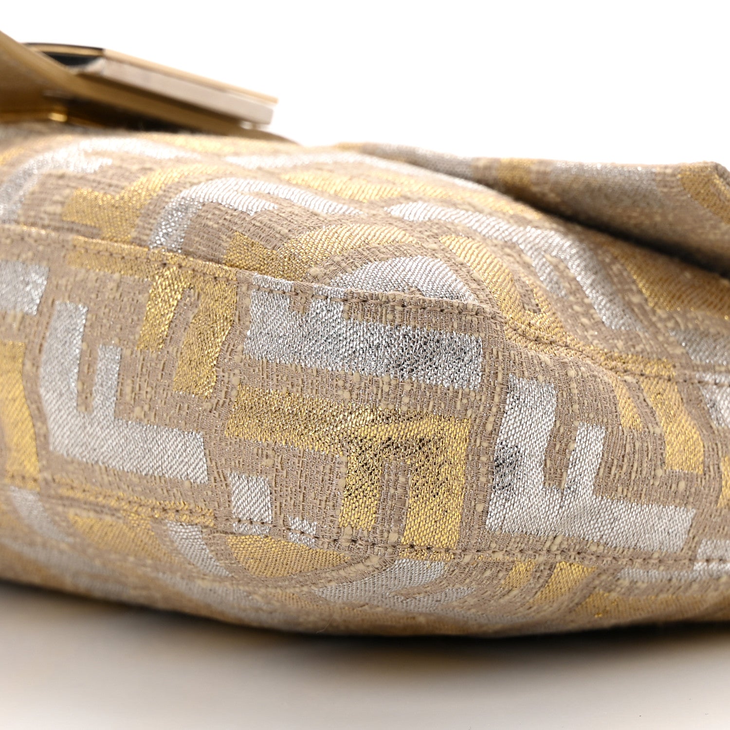 Fendi Metallic Lurex Zucca Baguette Gold Silver 10 of 14