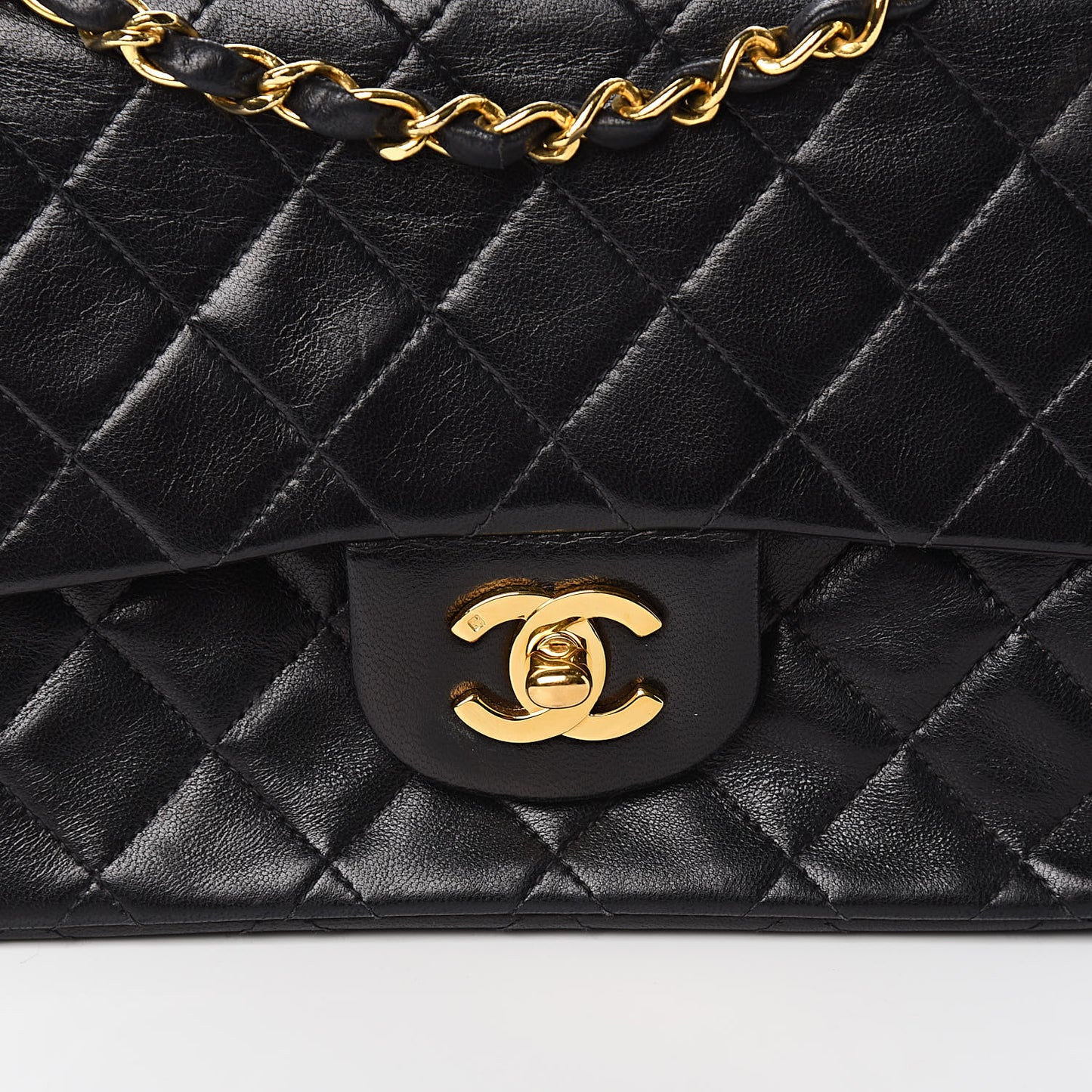 Lambskin Quilted Small Double Flap Black