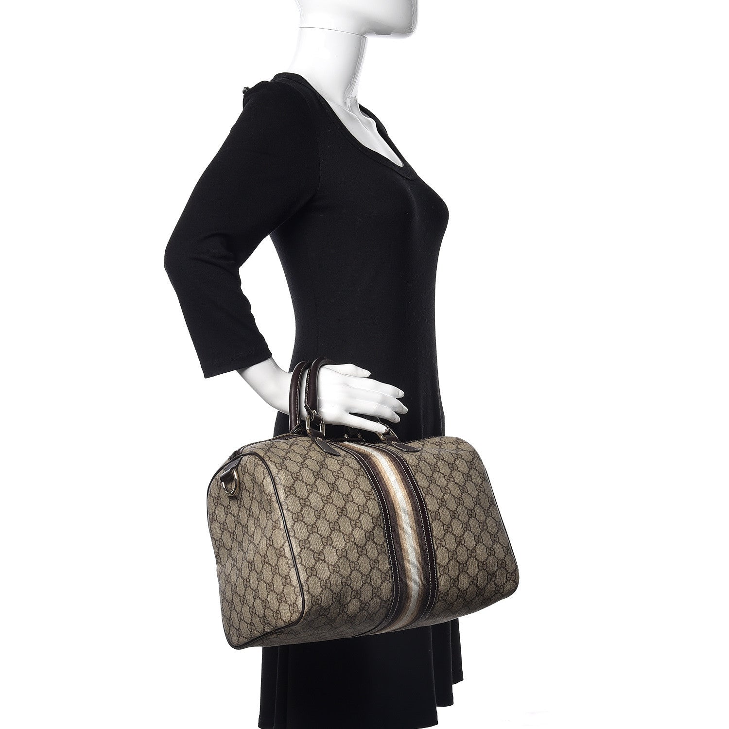 Gucci GG Plus Monogram Web Medium Joy Boston Dark Brown 2 of 14