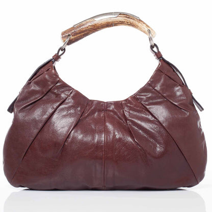 Saint Laurent Leather Mombasa Horn Bag Brown 4 of 9