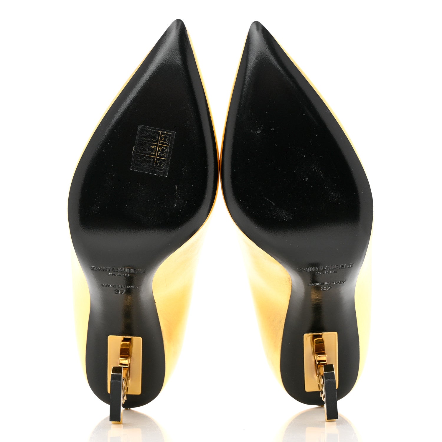 Saint Laurent Calfskin Opyum 100 Pumps 37 Gold 5 of 11