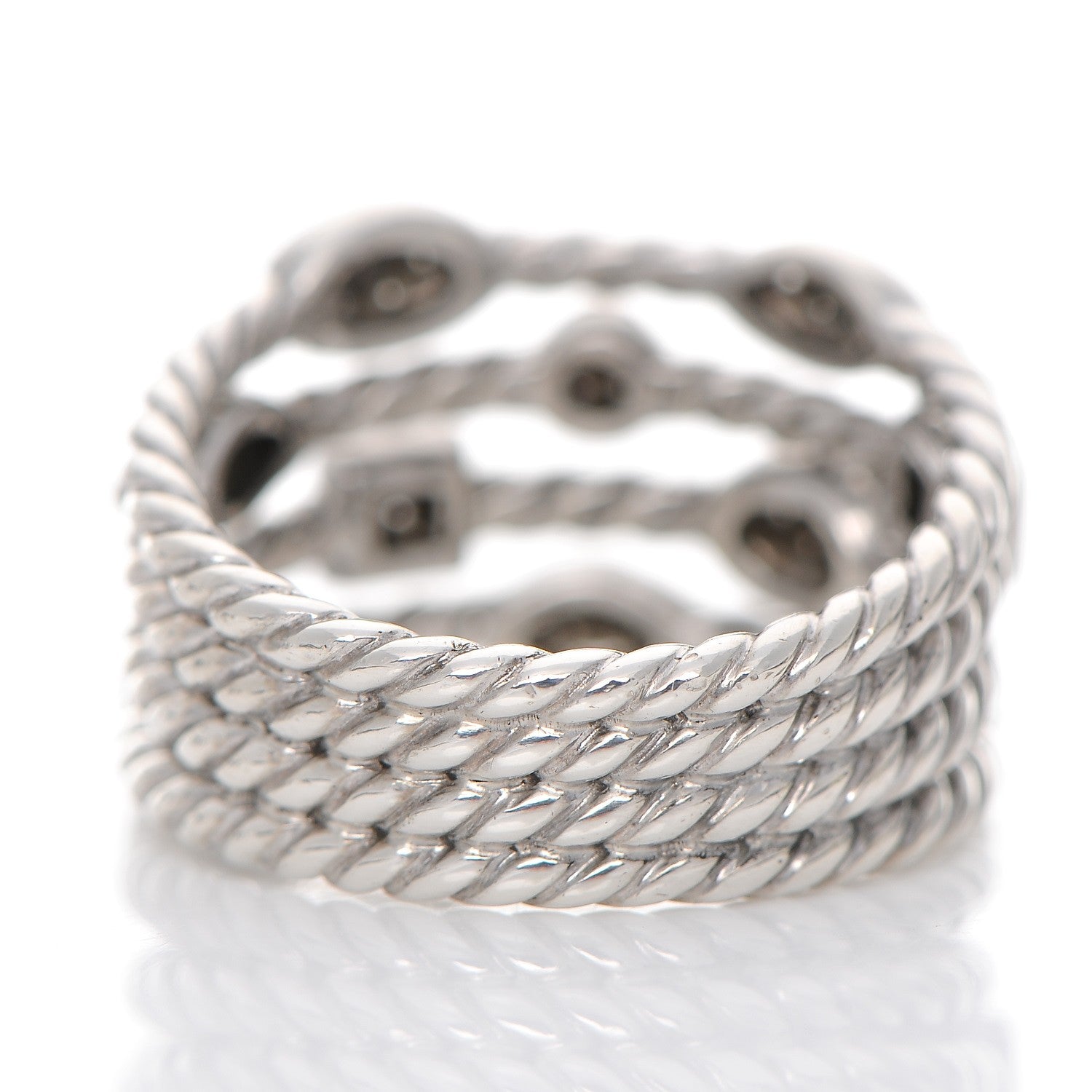 David Yurman Sterling Silver Diamond Confetti 4 Row Ring 57 8 4 of 5