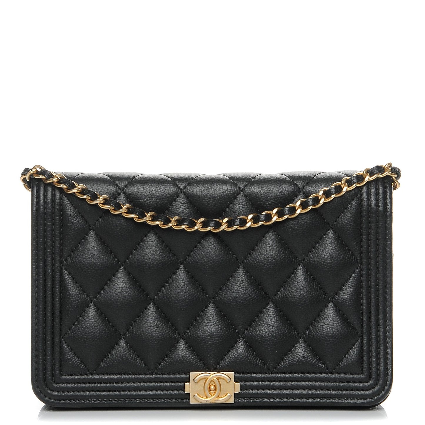 Caviar Quilted Boy Wallet On Chain WOC Black