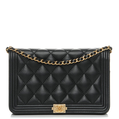 Chanel Caviar Quilted Boy Wallet On Chain WOC Black 1 of 9