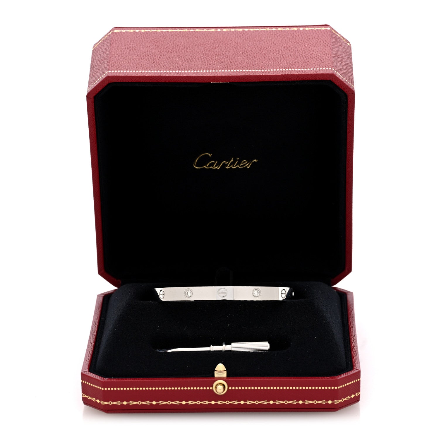 Cartier 18K White Gold 4 Diamond LOVE Bracelet 18 7 of 7
