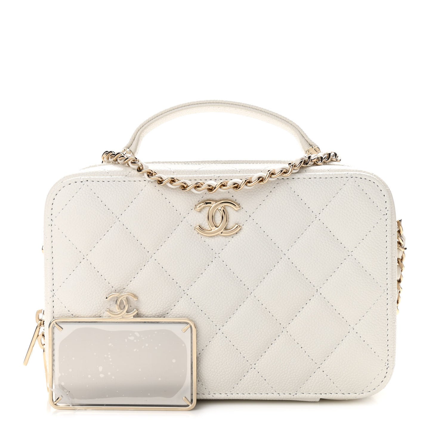 Caviar Quilted Vanity Case White