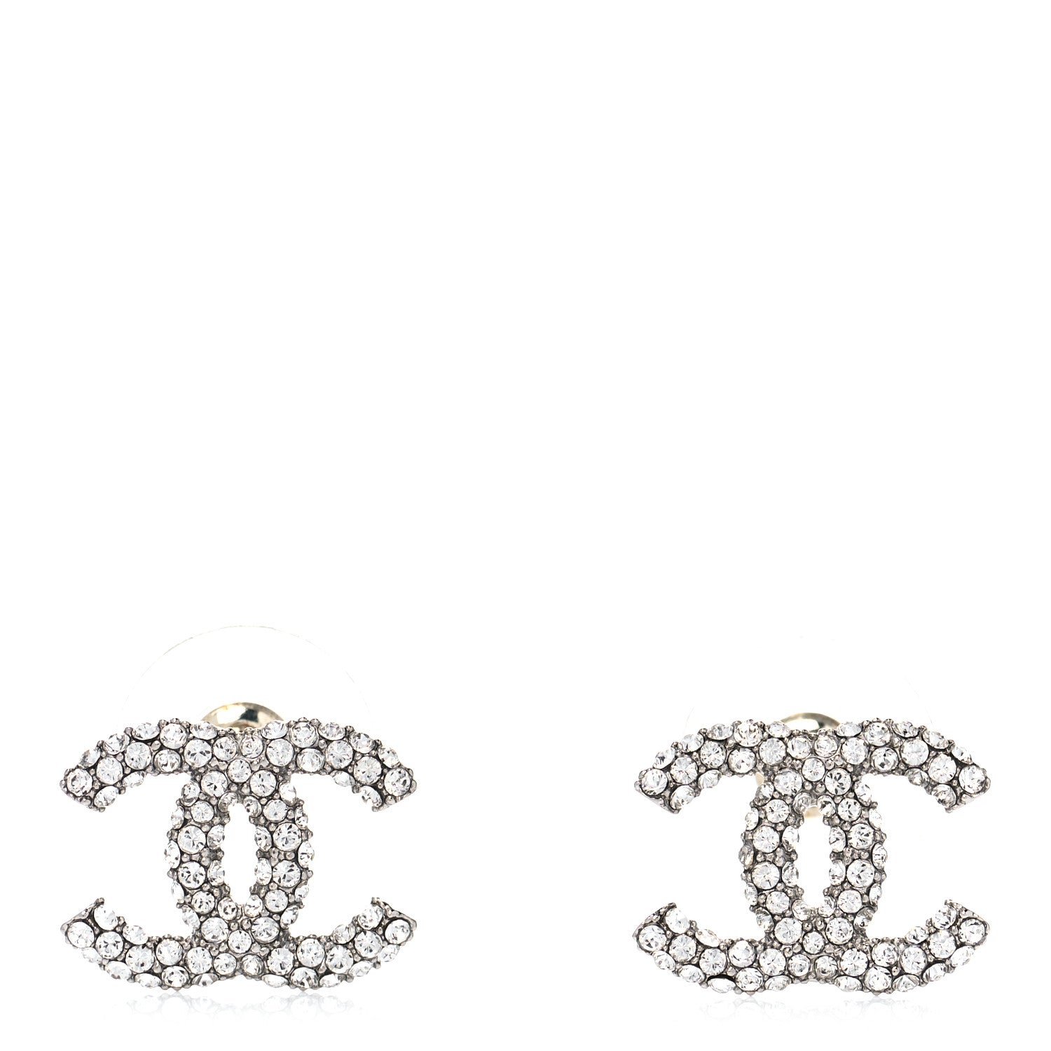 Chanel Crystal CC Earrings Silver 1 of 4