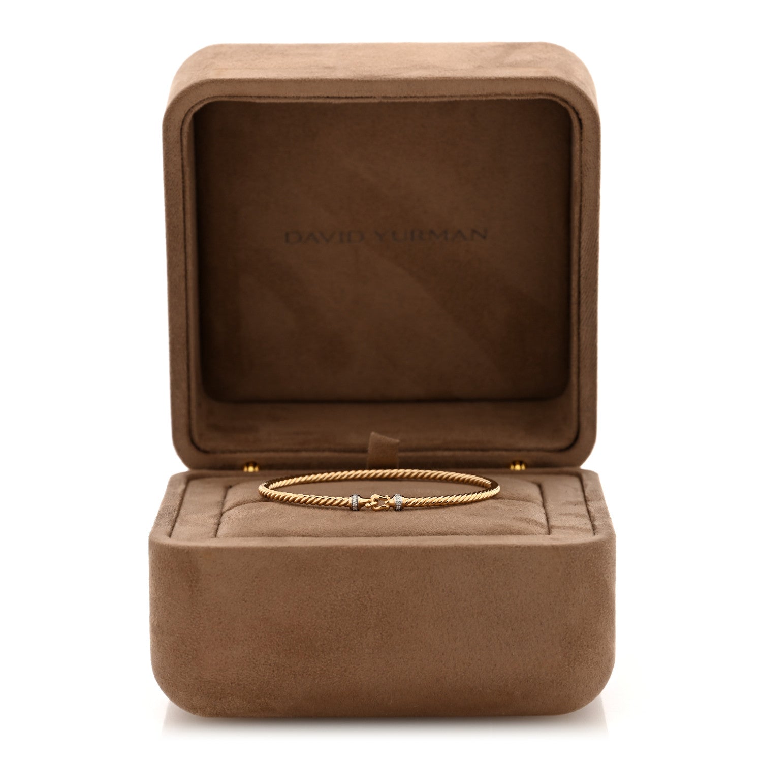 David Yurman 18K Yellow Gold Diamond 2.6mm Cable Collectibles Buckle Bracelet 4 of 4
