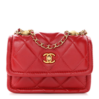 Chanel Shiny Lambskin Quilted Extra Mini Flap Red 1 of 12