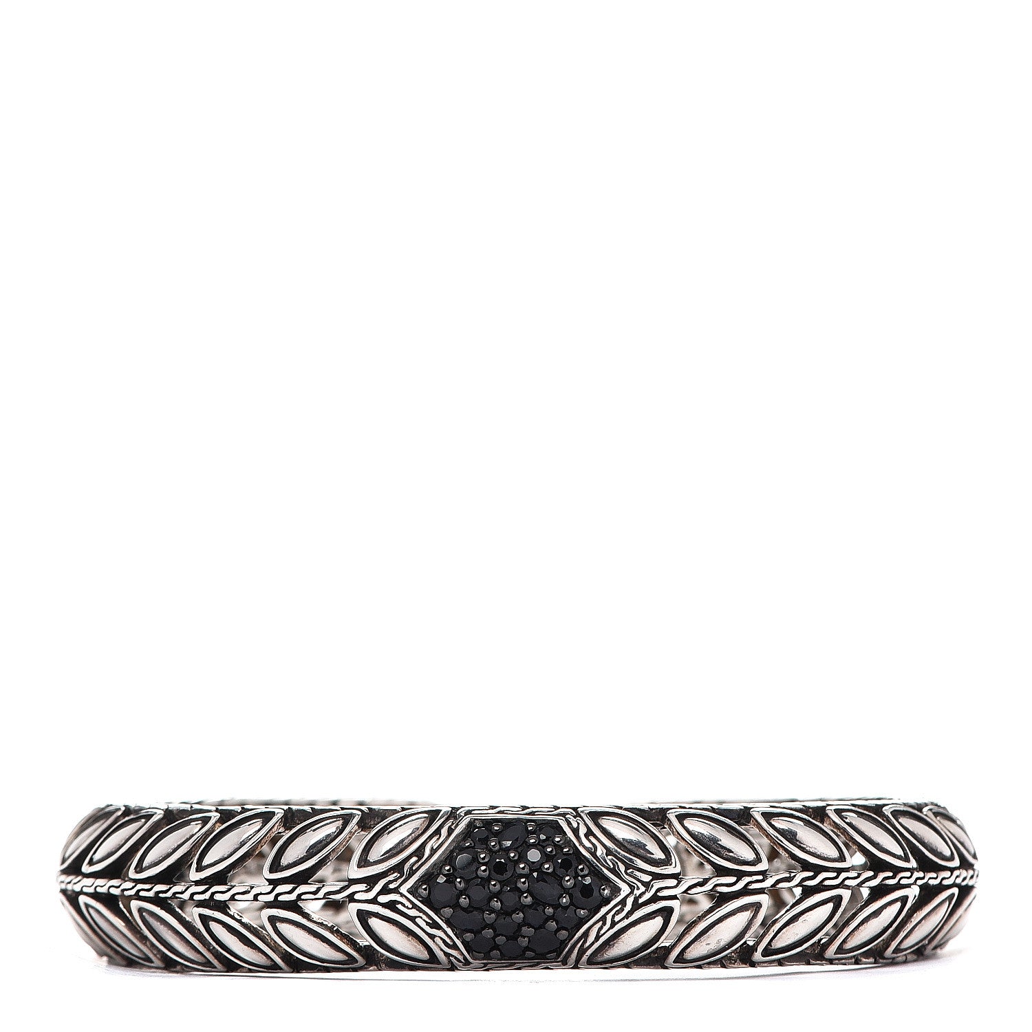 John Hardy Sterling Silver Black Sapphire Kawung Leaf Cuff Bracelet 1 of 3