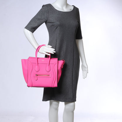 Celine Drummed Leather Micro Luggage Fluo Pink 2 of 7