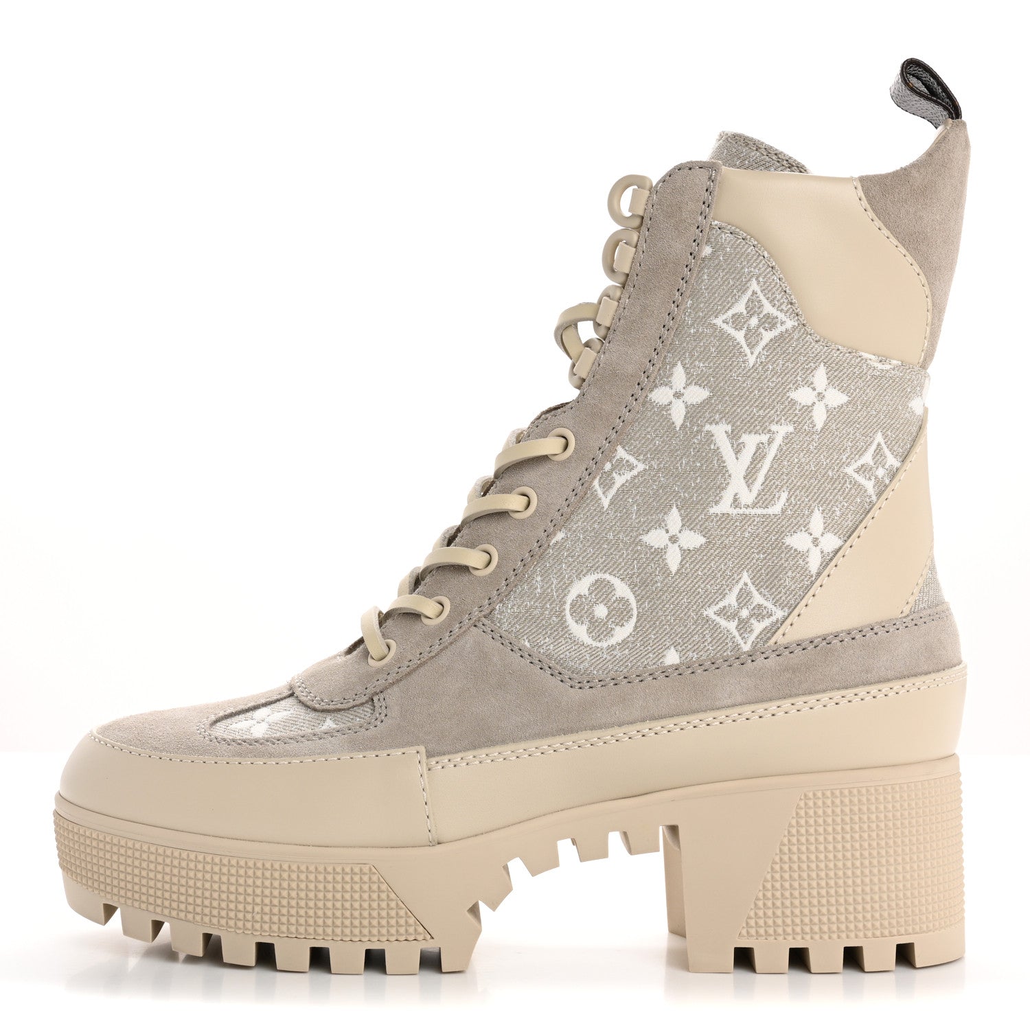 Louis Vuitton Suede Calfskin Laureate Platform Desert Boots 38 Taupe 1 of 9