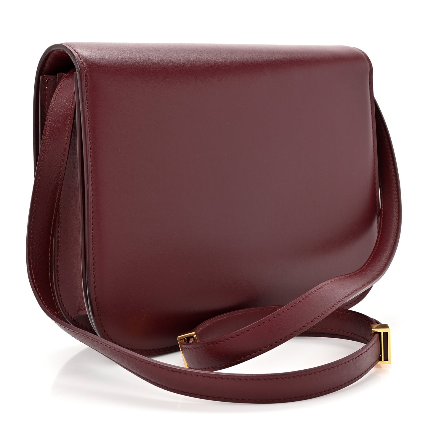 Box Calfskin Medium Classic Box Flap Bag Burgundy