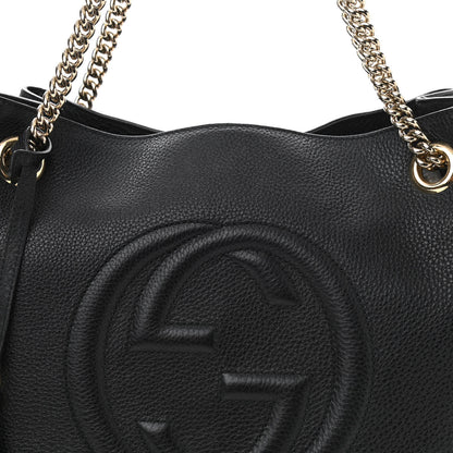 Gucci Pebbled Calfskin Medium Soho Chain Shoulder Bag Black 8 of 10