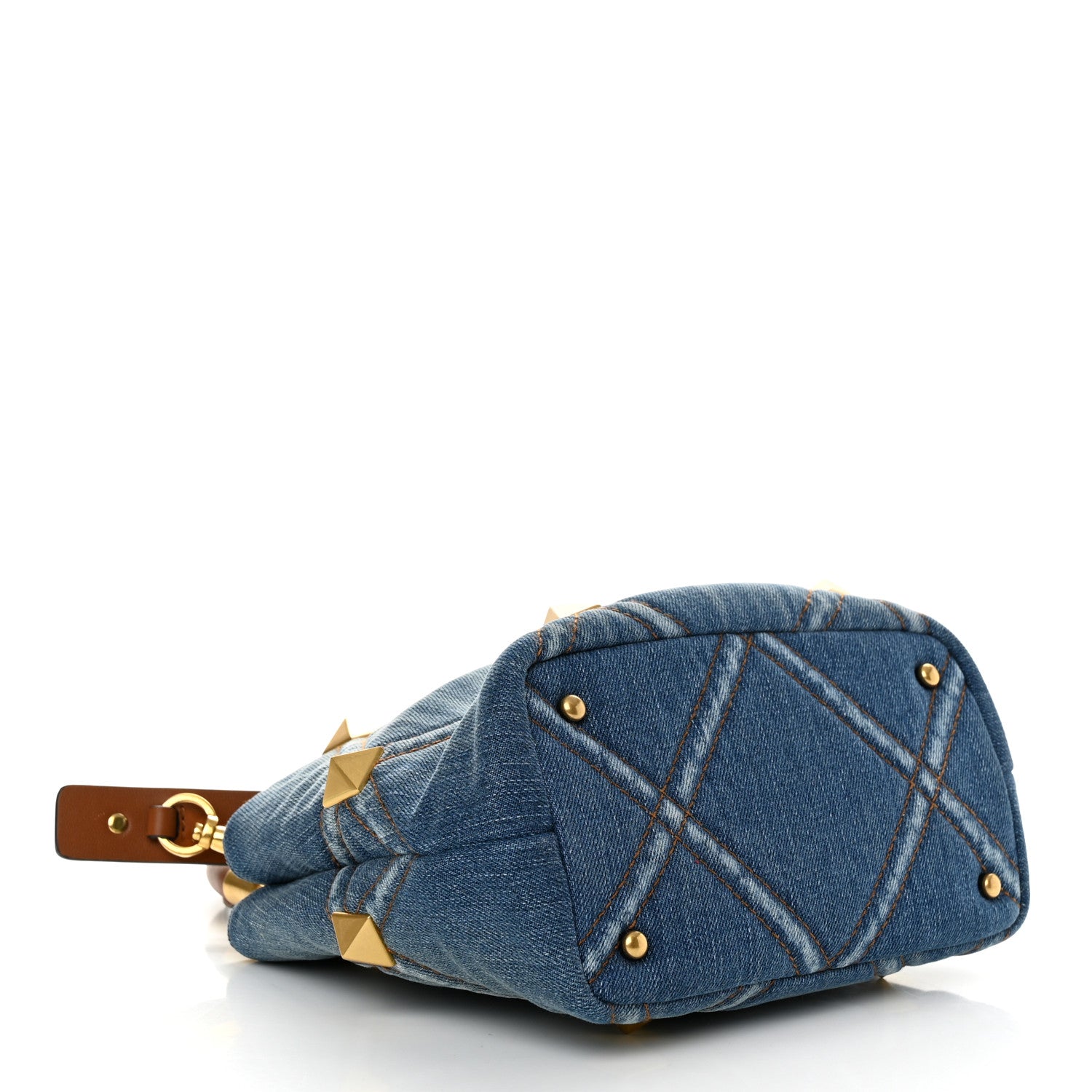 Valentino Garavani Denim Small Roman Stud The Handle Bag Light Denim Selleria 4 of 10