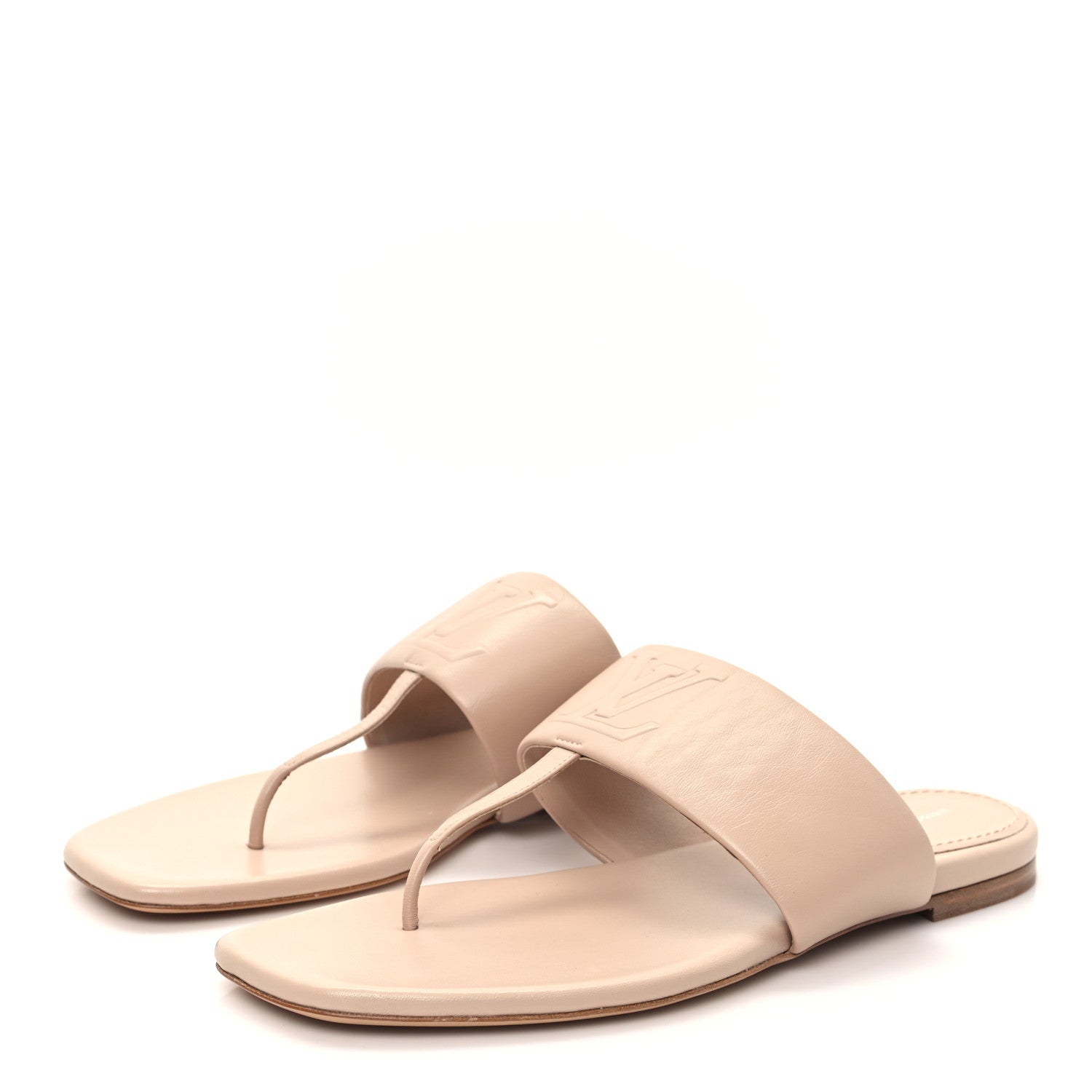 Louis Vuitton Lambskin Embossed Monogram Drapy Flat Thong Sandal 41 Beige 3 of 8