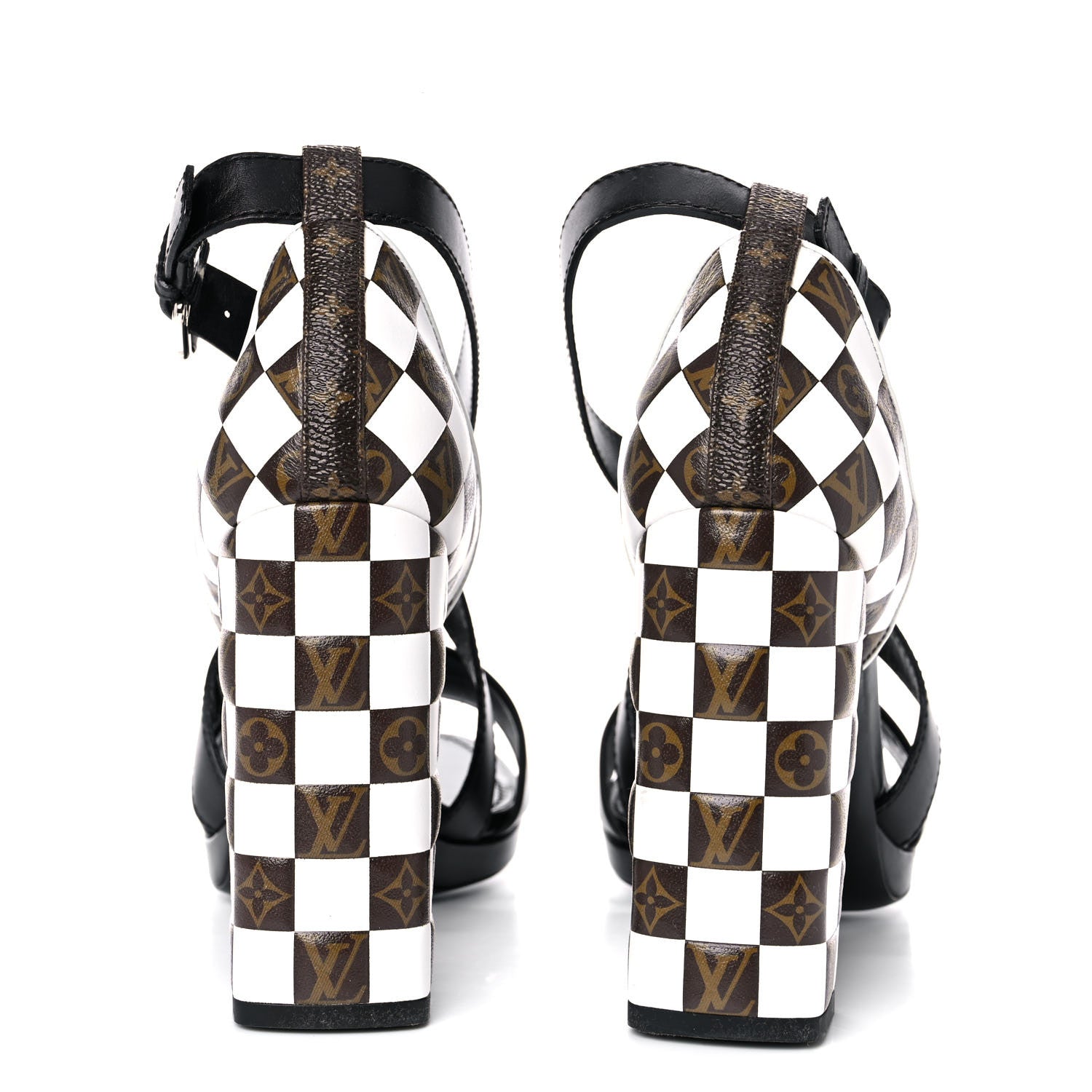 Louis Vuitton Calfskin Monogram Damier Tressage Matchmake Cross Sandals 39 5 of 11