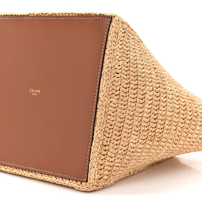 Celine Raffia Calfskin Triomphe Cube Tote Natural Black 10 of 13
