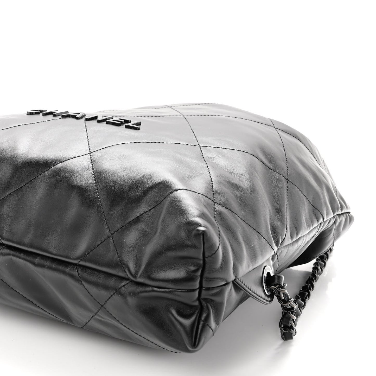 Shiny Calfskin Quilted Chanel 22 Backpack So Black