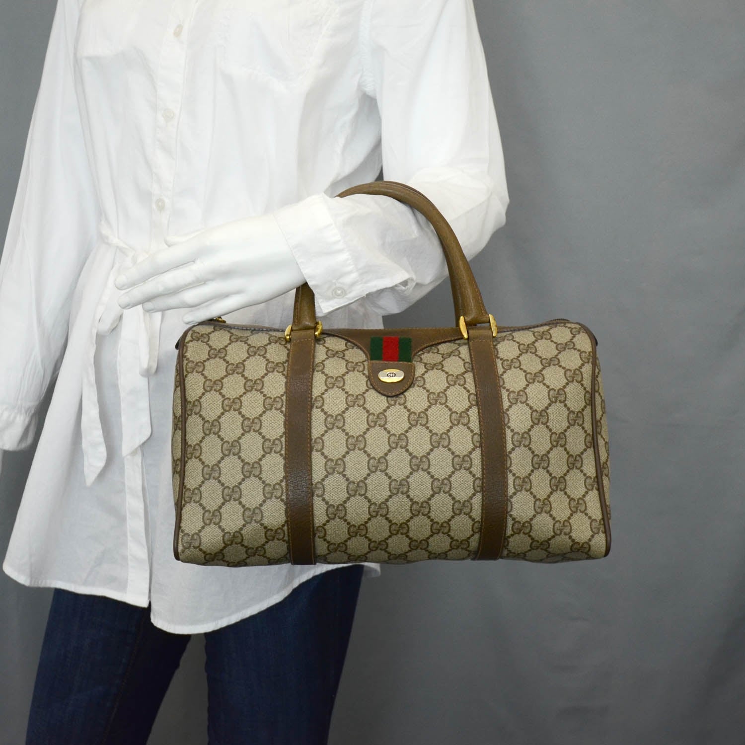 Gucci GG Monogram Boston Brown 2 of 10