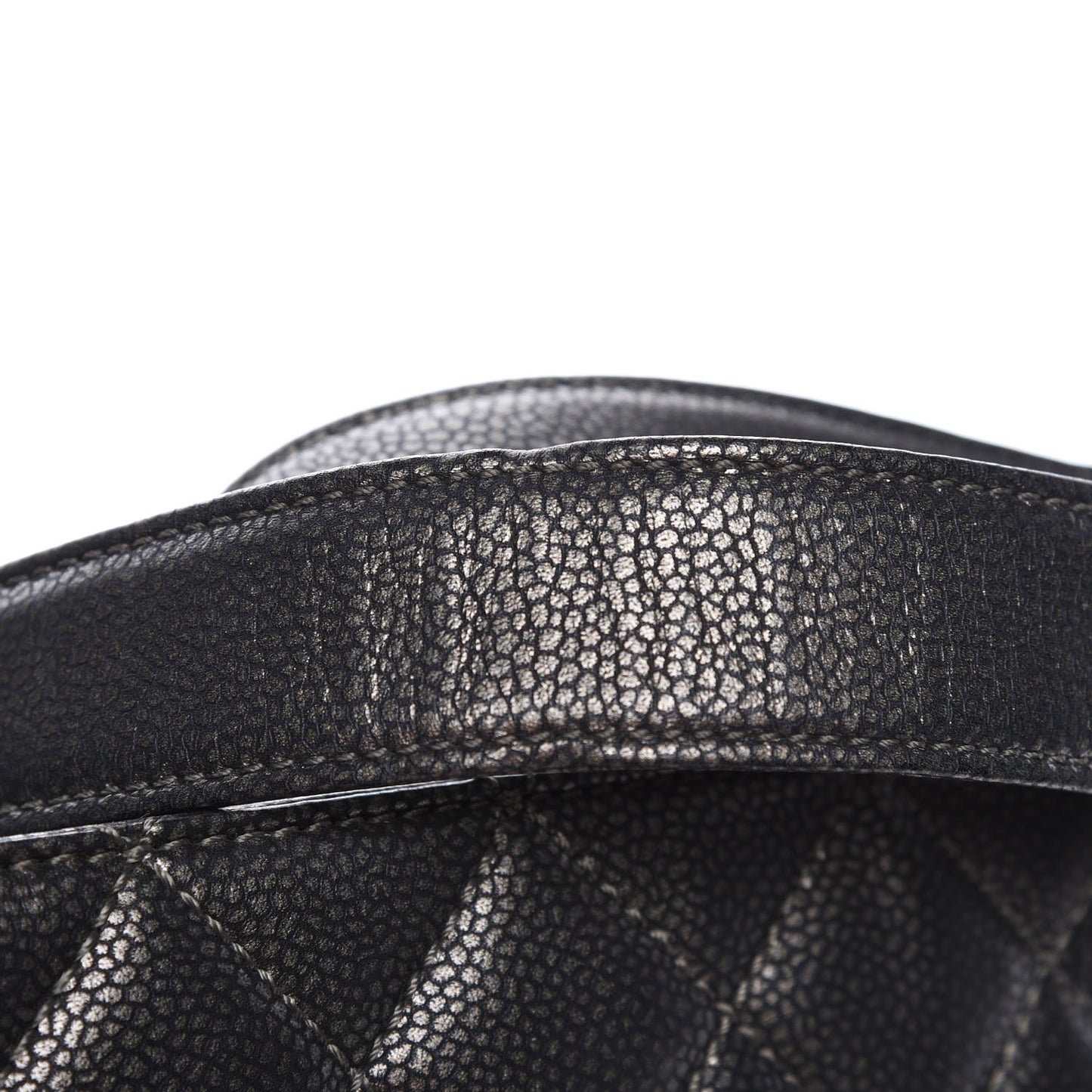 Metallic Caviar Quilted Grand Shopping Tote GST Dark Silver