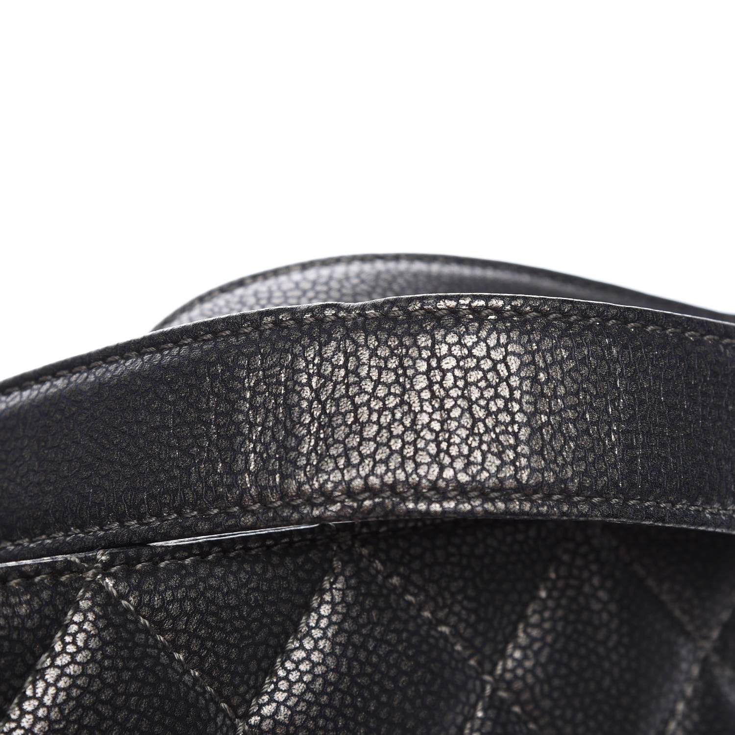 Chanel Metallic Caviar Quilted Grand Shopping Tote GST Dark Silver 10 of 12