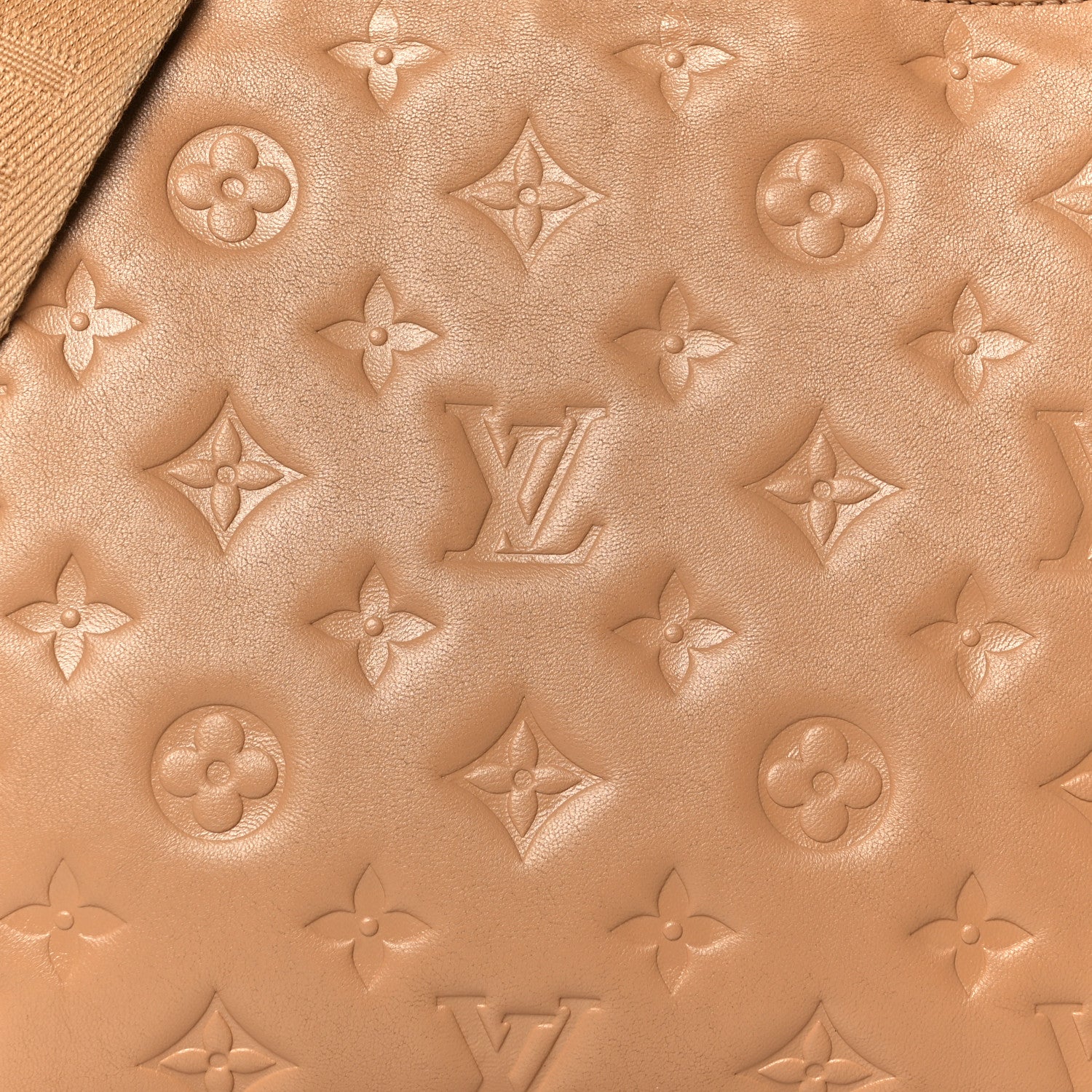 Louis Vuitton Lambskin Embossed Monogram Coussin PM Camel 8 of 10