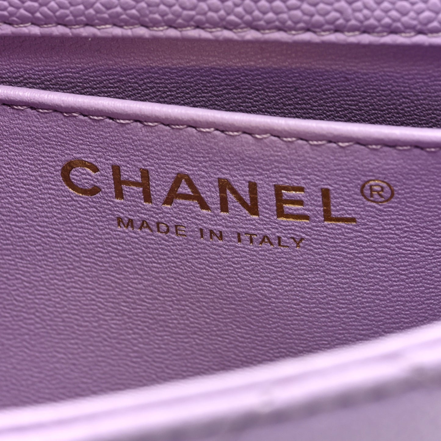 Caviar Quilted Mini Rectangular Sweetheart Flap Lilac