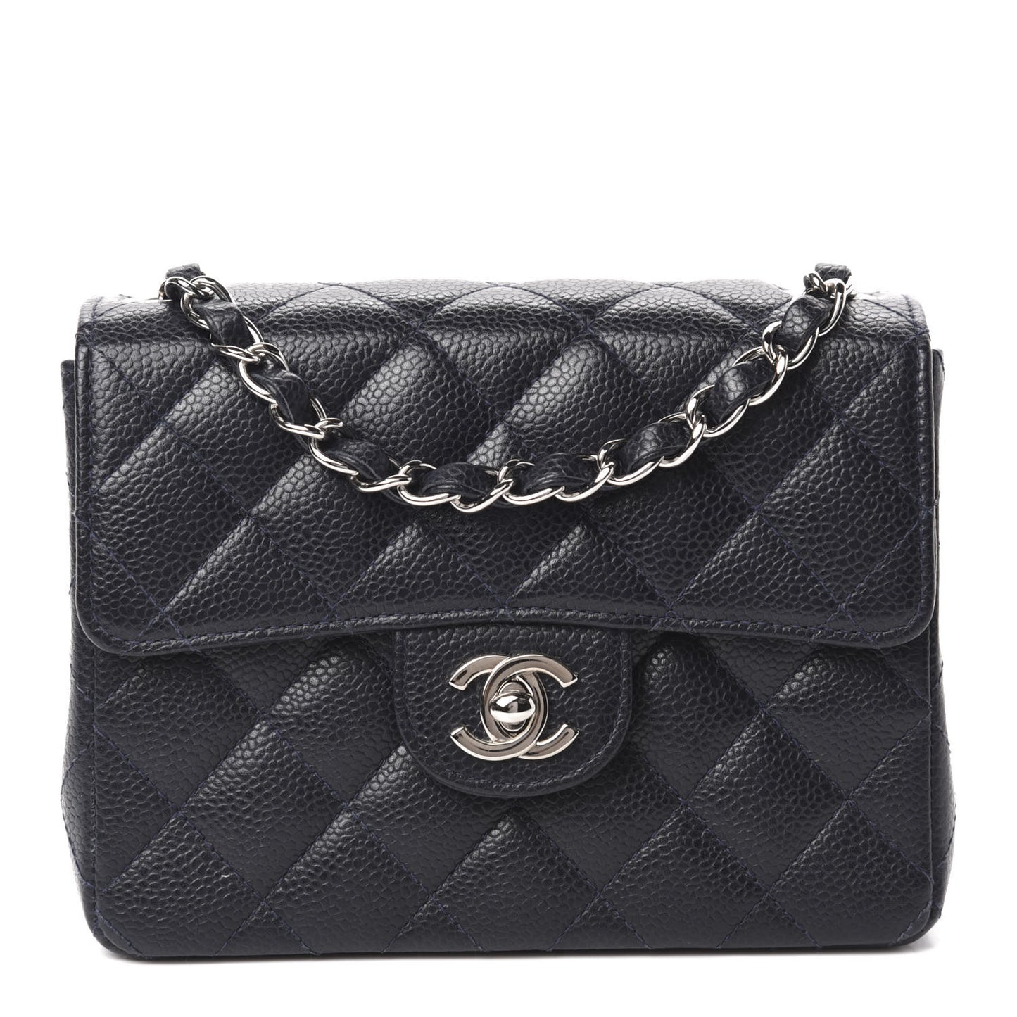 Caviar Quilted Mini Square Flap Navy