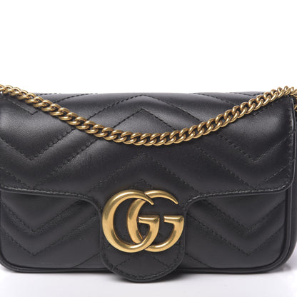 Gucci Calfskin Matelasse Super Mini GG Marmont Shoulder Bag Black 11 of 11