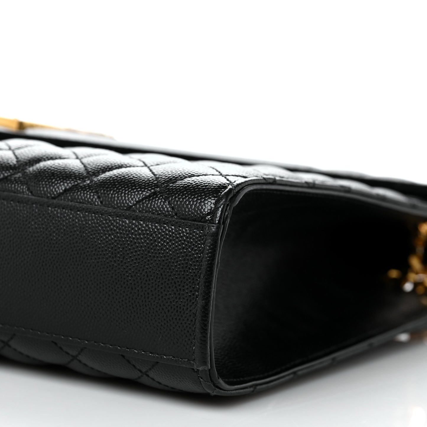 Grain De Poudre Textured Mixed Matelasse Large Triquilt Monogram Satchel Black