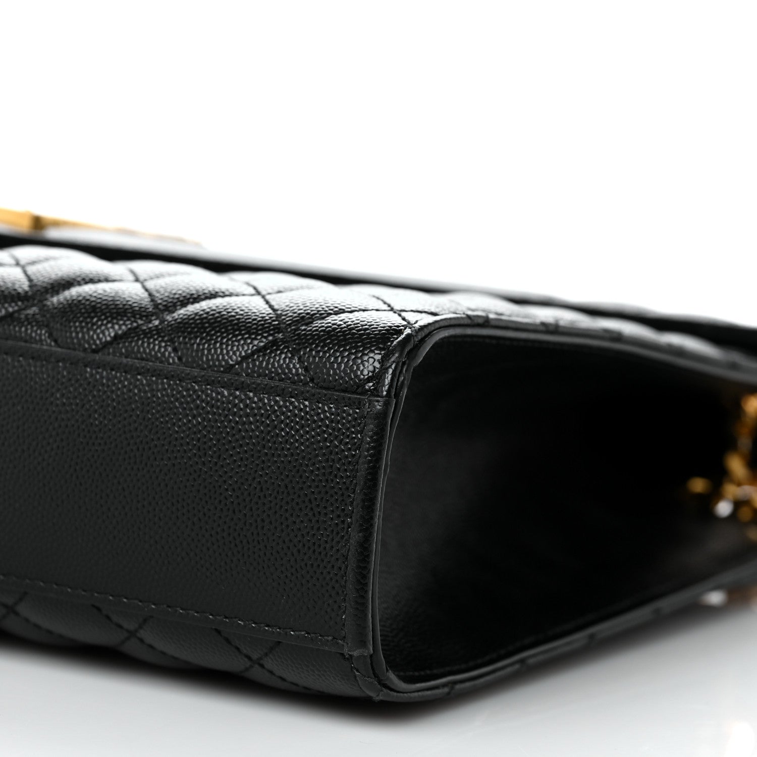 Saint Laurent Grain De Poudre Textured Mixed Matelasse Large Triquilt Monogram Satchel Black 9 of 10