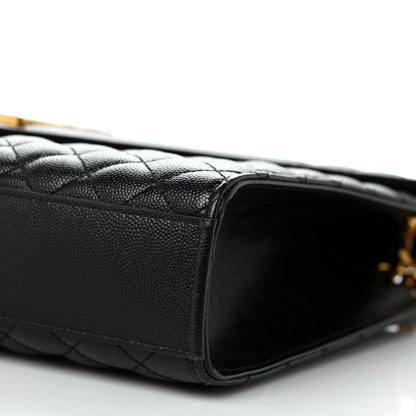 Saint Laurent Grain De Poudre Textured Mixed Matelasse Large Triquilt Monogram Satchel Black 9 of 10