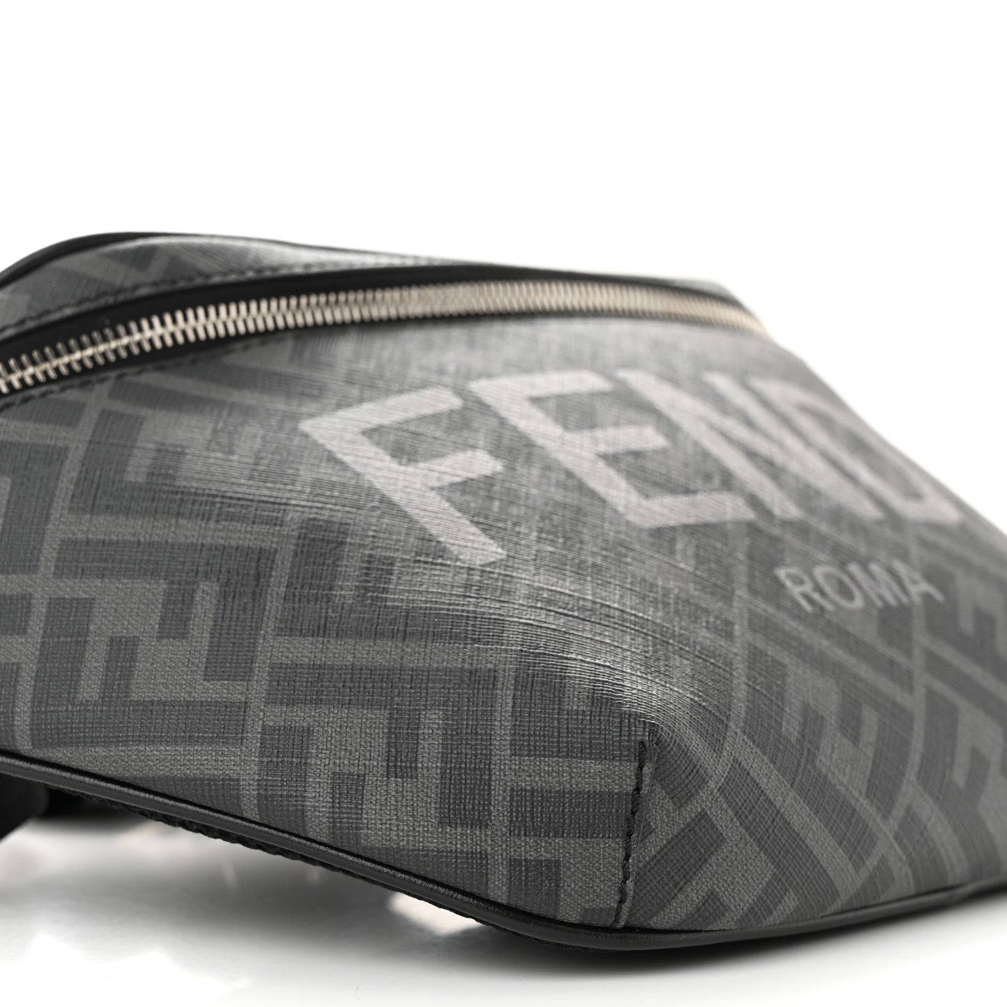 Shiny Glazed Fabric Vitello Cover FF 1974 Logo Belt Bag Black