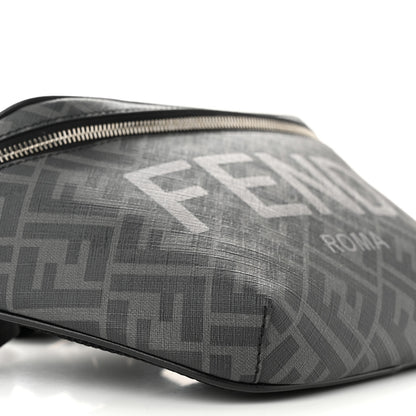 Fendi Shiny Glazed Fabric Vitello Cover FF 1974 Logo Belt Bag Black 9 of 10