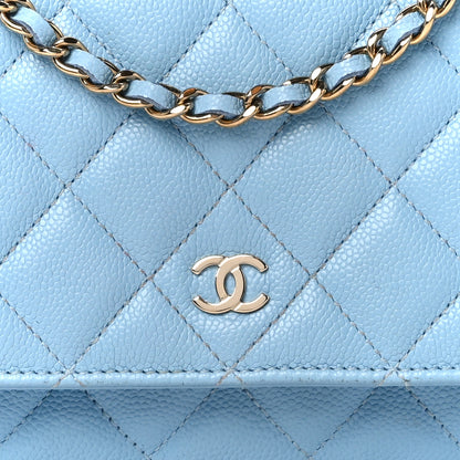Chanel Caviar Quilted Wallet on Chain WOC Light Blue 9 of 11