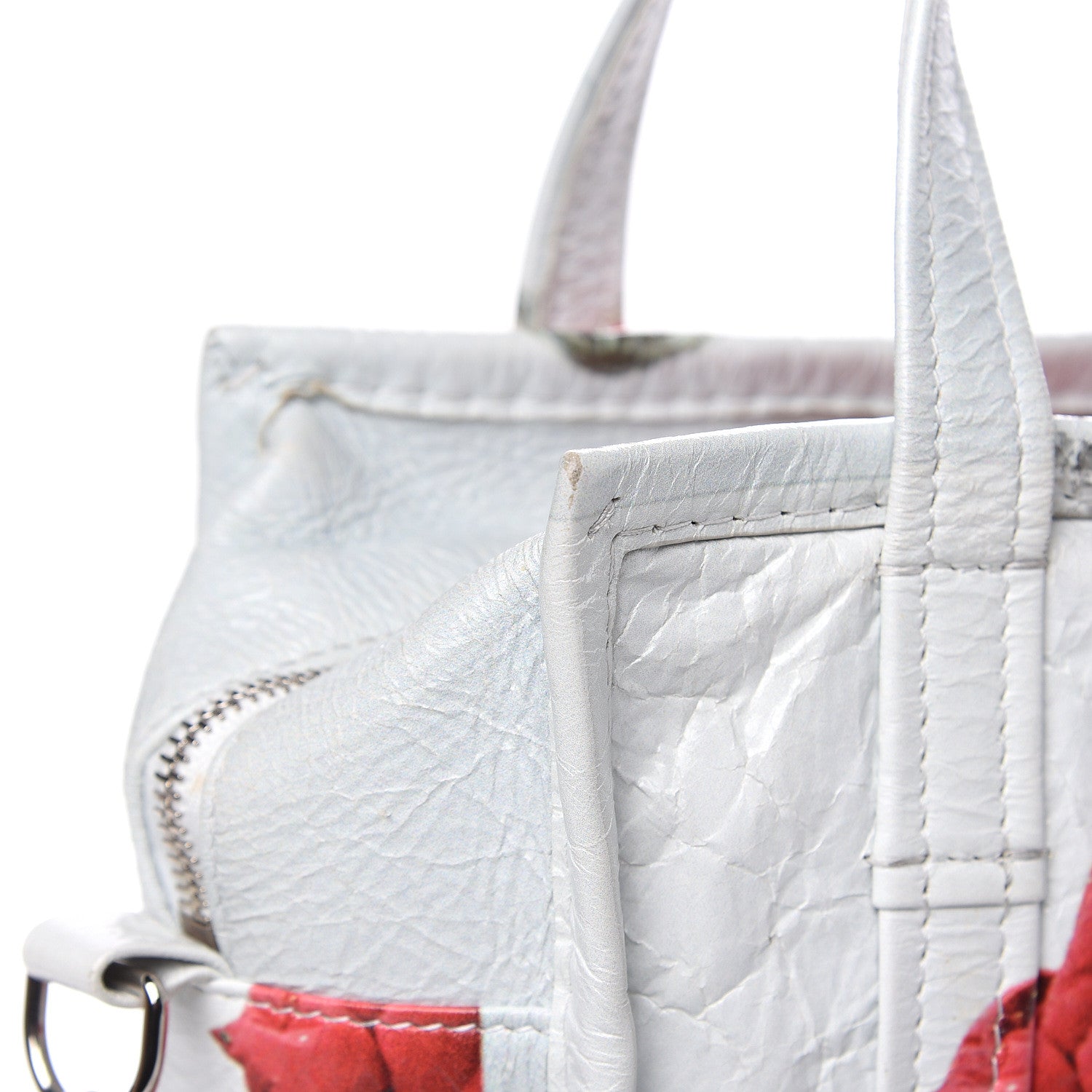 Balenciaga Agneau Arena Bazar Campaign Shopper Tote XS White Red Green 12 of 15