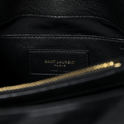 Saint Laurent Calfskin Suede Matelasse Chevron Monogram Medium College Bag Marine 8 of 9