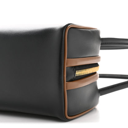 Prada Soft Calfskin Swing Shoulder Bag Black Hazelnut 10 of 12