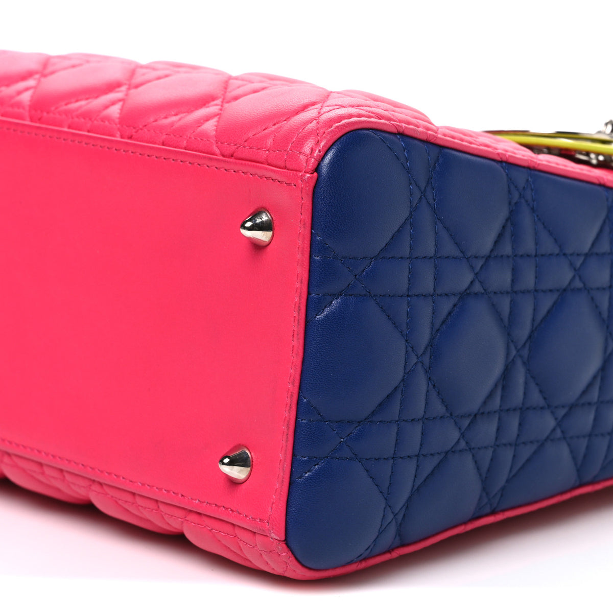 Lambskin Cannage Medium Tri-Color Lady Dior Pink Blue Yellow