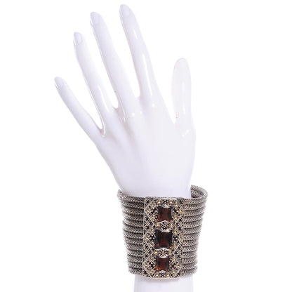 John Hardy Sterling Silver 18k Gold Cognac Quartz Batu Sari Wide Bracelet 2 of 6