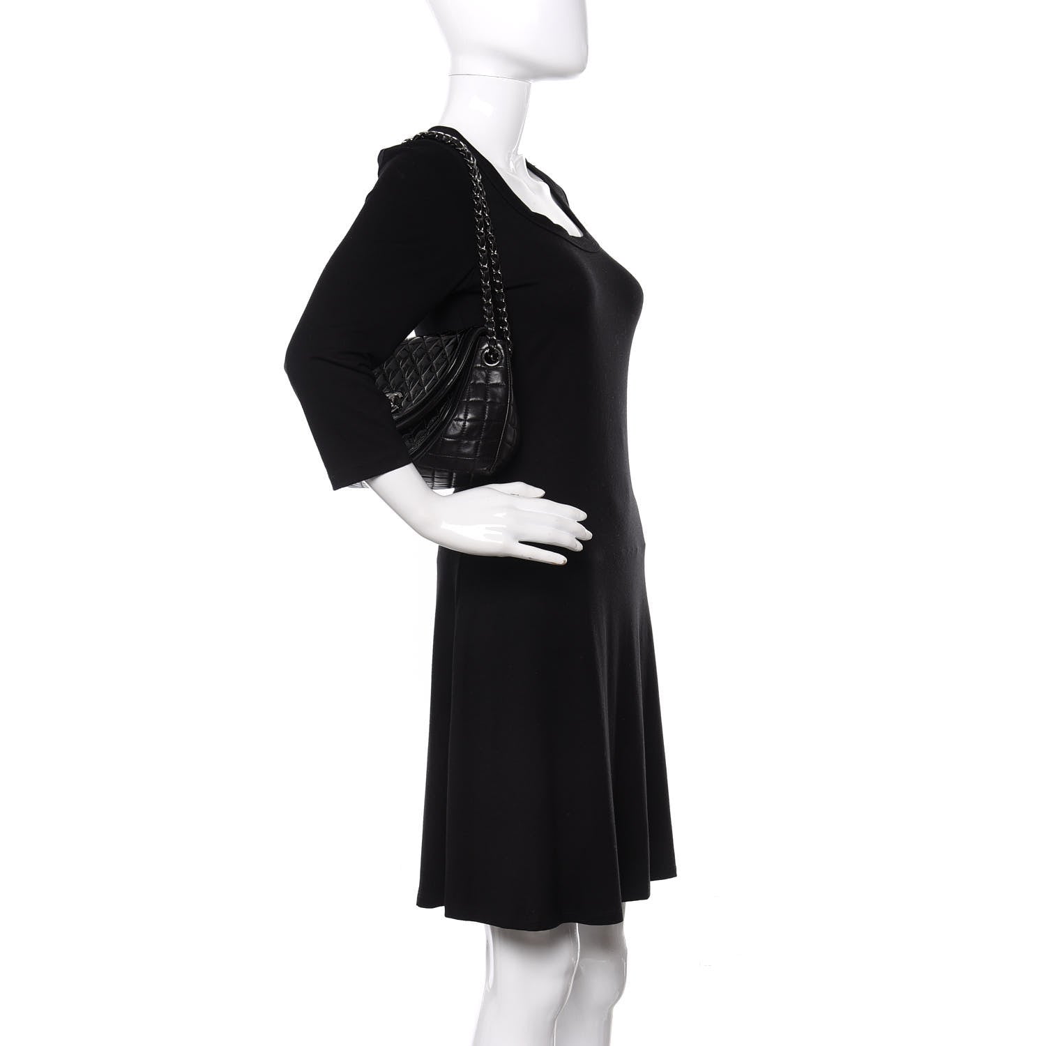 Chanel Lambskin Patent Classic Twist Crescent Flap Bag Black 2 of 10