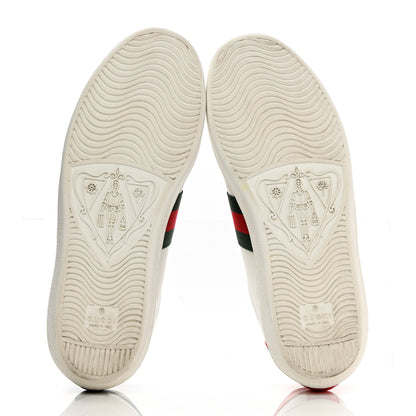 Gucci Calfskin Ayers Bee Embroidered Womens Ace Sneakers 38.5 White Green 6 of 17
